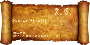 Kassa Vitold névjegykártya